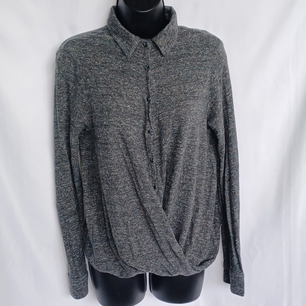 Sundance Women’s Blouse Ruched Detail Long Sleeve Grey, Size M